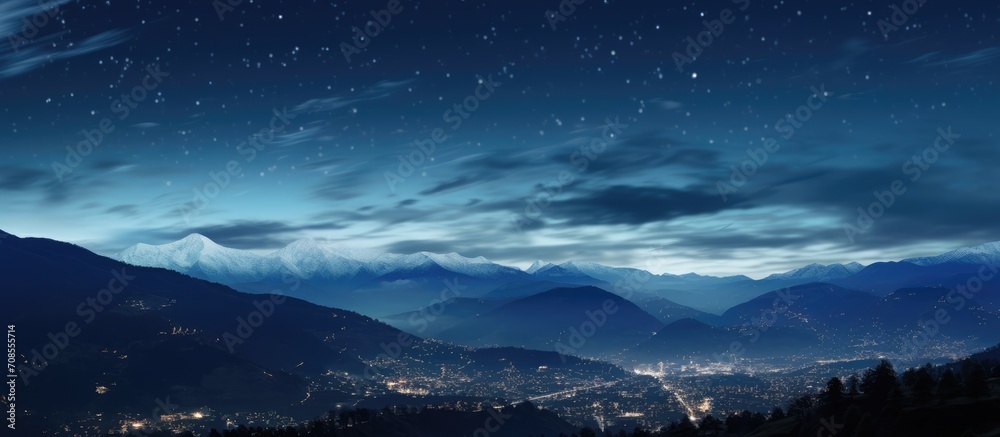 starry sky, isolated from the top of the mountains with purplish skies starry sky, isolated from the top of the mountains with purplish skies