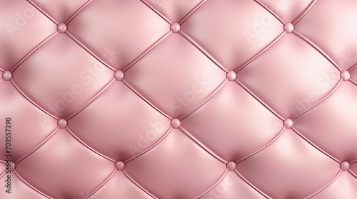 A pink leather upholstery with pink buttons. 