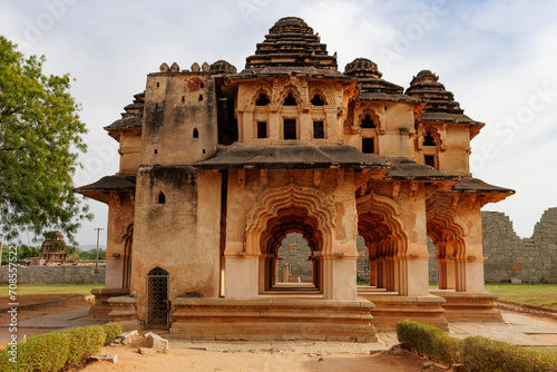 Exterior of the Lotus Mahal palace in Hampi, Karnataka, India, Asia