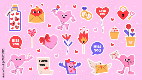 Happy Valentines day sticker set