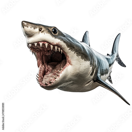 Shark roar isolated white background