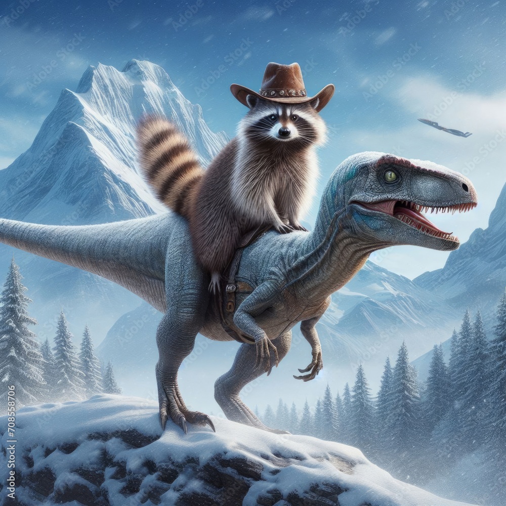 Fototapeta premium dinosaur in snow