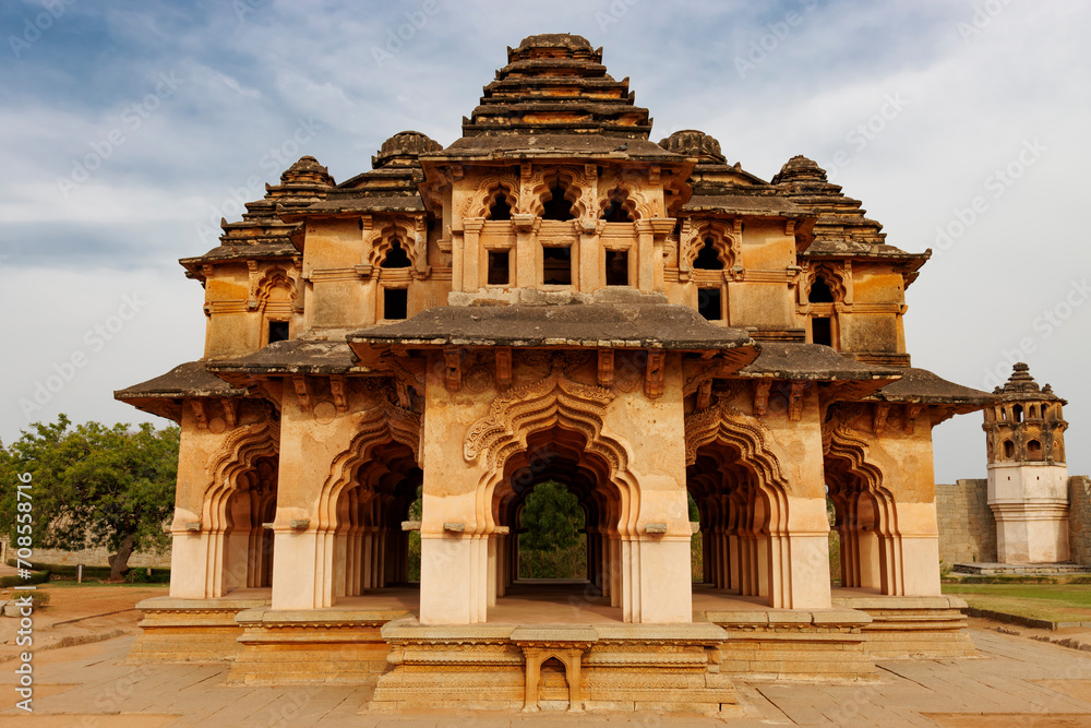 Exterior of the Lotus Mahal palace in Hampi, Karnataka, India, Asia