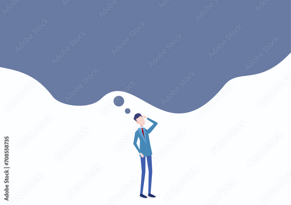 Think big, achieve success, ambition to change the world, contemplation for solutions. Imagination and creativity concept. smart businessman strategizing with a big bubble. Flat Illustration. Think big, achieve success, ambition to change the world, contemplation for solutions. Imagination and creativity concept. smart businessman strategizing with a big bubble. Flat Illustration.