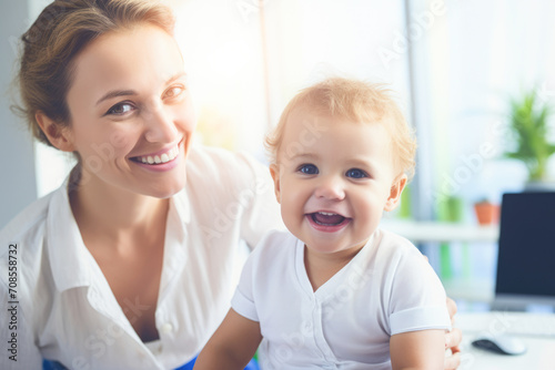 portrait of a smiling doctor and a child