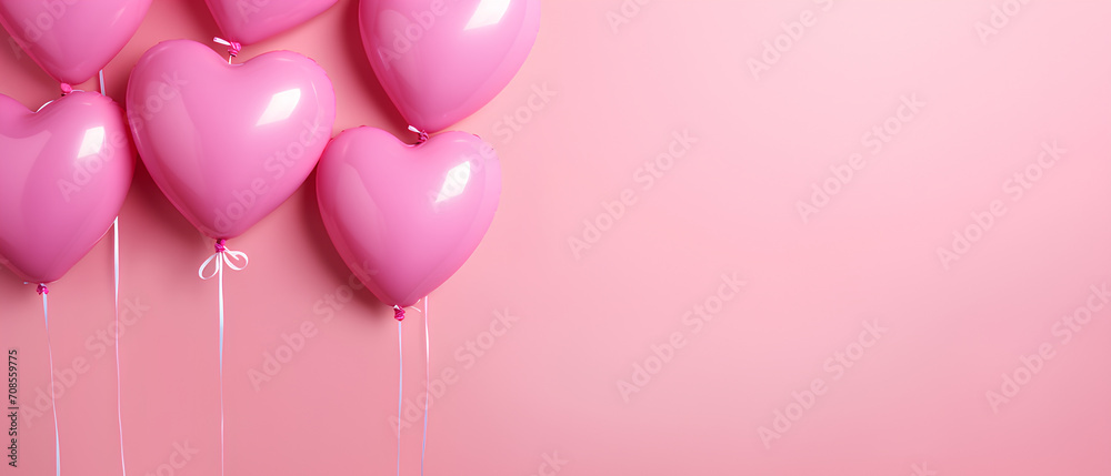 Pastel pink hearts shape balloons on pink background. Present on Valentine's day, Birthday wedding surprise Pastel pink hearts shape balloons on pink background. Present on Valentine's day, Birthday wedding surprise