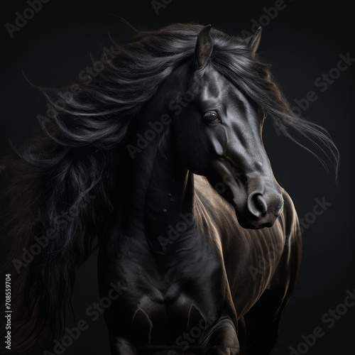 black horse on black