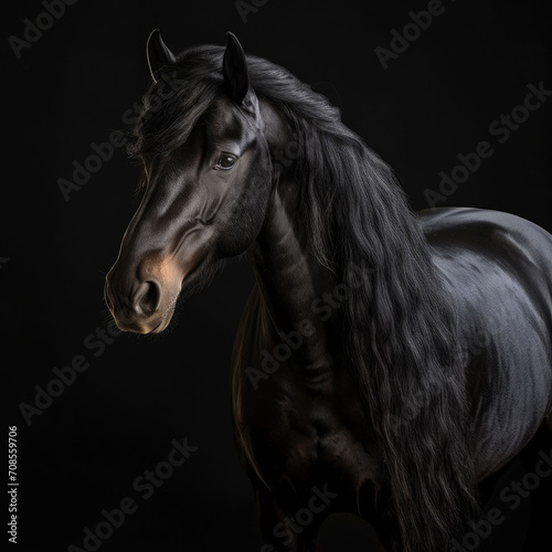 black horse isolated on black
