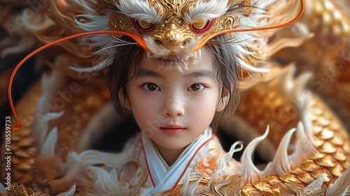 a Chinese dragon surrounding a handsome Chinese boy, white dragon, white clad boy, dressed in ancient Chinese style. close up portrait photo