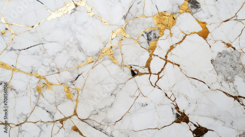 A marble surface painted with gold accents enhances the elegance of white marble.