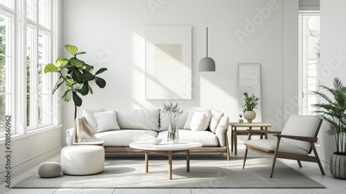 Luxury Home Interiors with Stylish Sofas and Mockup Picture Frames , mock up poster frame ,Wall art mockup.