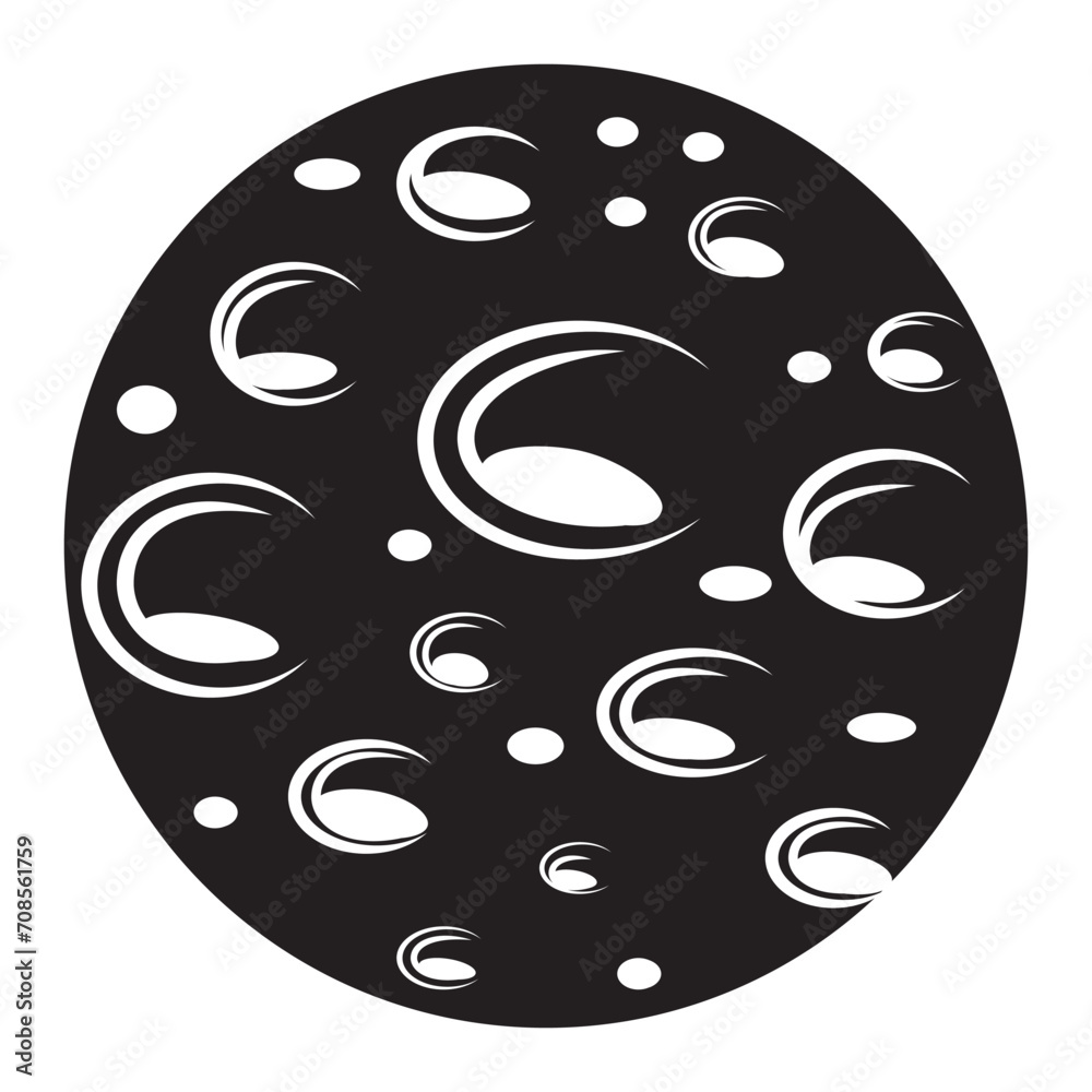 Obraz premium Abstract planet Moon in doodle style, black outline, vector illustration