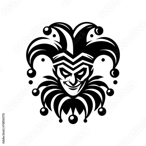 Vector logo of a jester. black and white logo of a medieval joker. professional logo for a clown.
