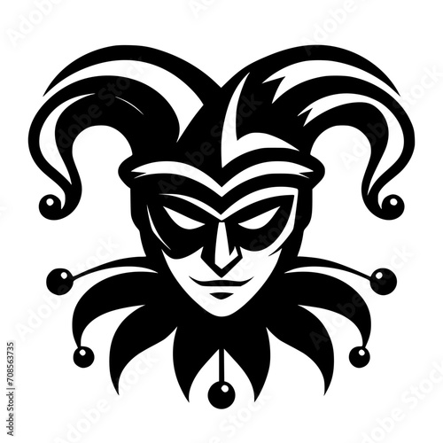 Vector logo of a jester. black and white logo of a medieval joker. professional logo for a clown.