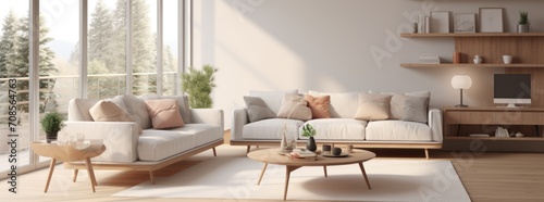 Cozy Modern Living Room with Stylish Decor and Furniture , wall Art , Poster , Interior Design photo