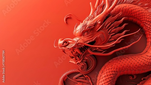 chinese dragon, copy space, realistic, HD - generative ai