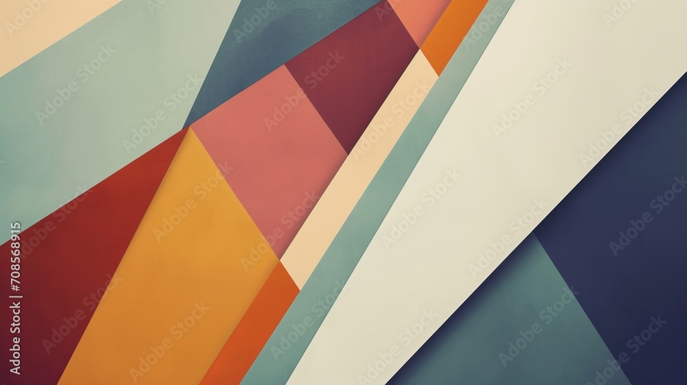 Fototapeta premium Abstract geometric shapes in muted bedroom tones