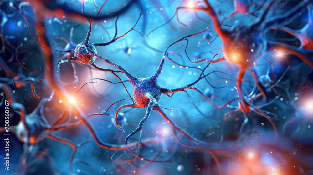 Abstract image of neurons, nerve cells - process of thinking concept Abstract image of neurons, nerve cells - process of thinking concept