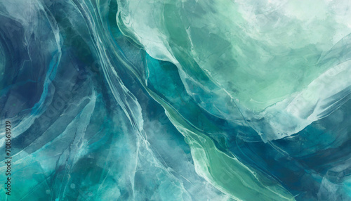 Abstract watercolor paint background by teal color blue and green © fajrulisme