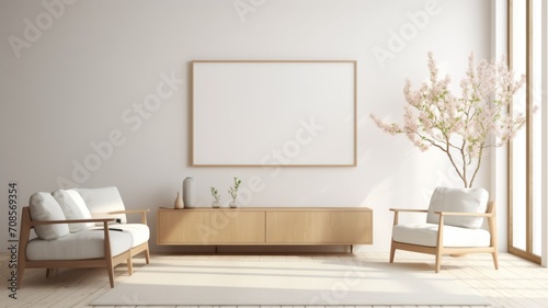 Luxury Home Interiors with Stylish Sofas and Mockup Picture Frames , mock up poster frame ,Wall art mockup. © MrJacki