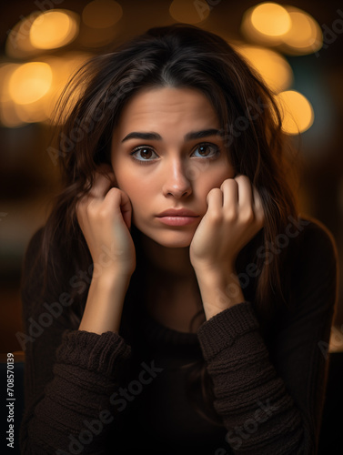 sad young woman looking at the camera. portrait of a woman
