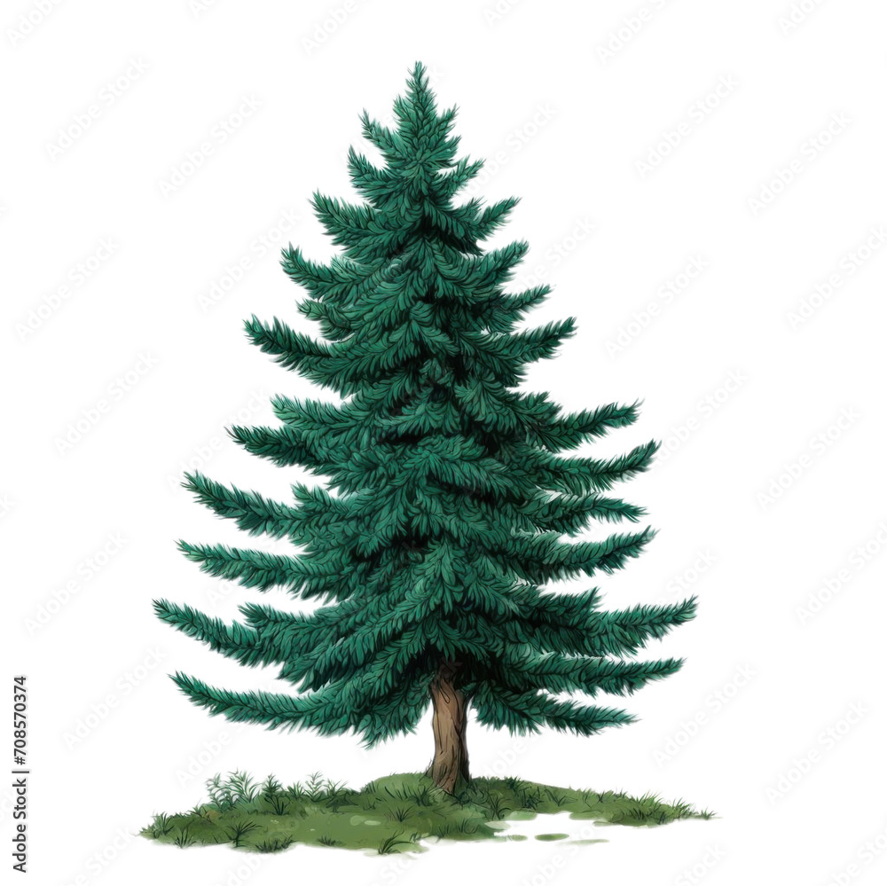 Illustration of a Christmas tree on a white background.