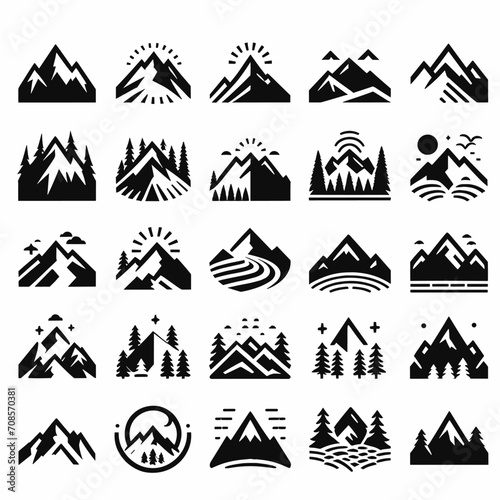 set of mountain logo vector 