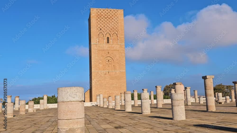 A scenic view of the Hassan Tower in Rabat, Morocco A scenic view of the Hassan Tower in Rabat, Morocco