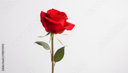 Single rose on a white background  Concept of Valentine s day.