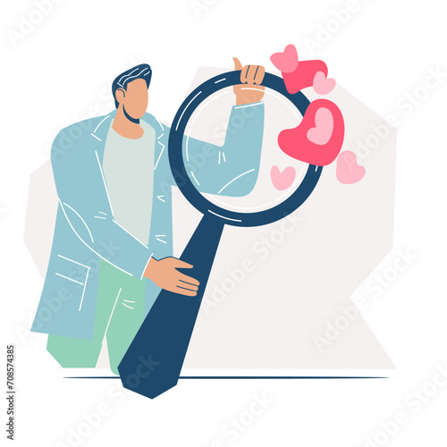 Blood test banner concept with doctor analyzing blood cells, flat cartoon vector illustration isolated on white. Concept of blood test and medicine.