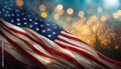 USA Flag, Independence day concept. Happy martin Luther king day art Bokeh background