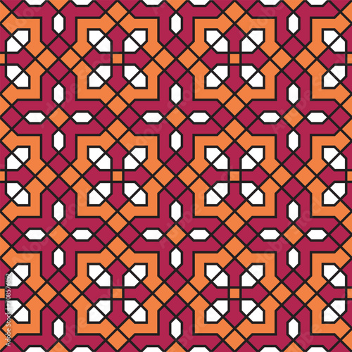 Seamless geometric pattern in arabic style Zellij in color