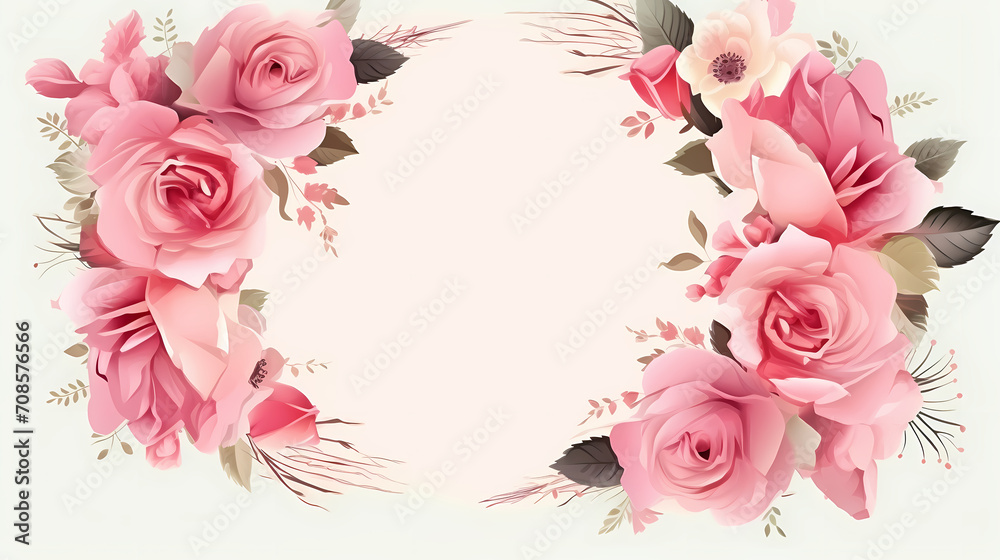 Empty floral frame with copy space for greeting card or invitation design Empty floral frame with copy space for greeting card or invitation design