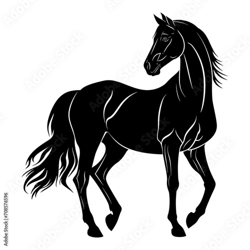 Silhouette horse full body black color only