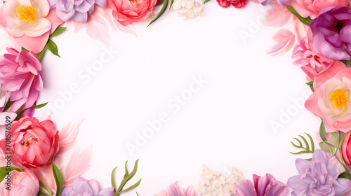 Empty floral frame with copy space for greeting card or invitation design