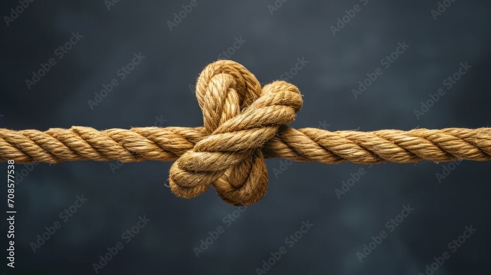 Close-Up of Knot Tied on Rope - Detailed Image of Securely Tied Knot on Rope Close-Up of Knot Tied on Rope - Detailed Image of Securely Tied Knot on Rope
