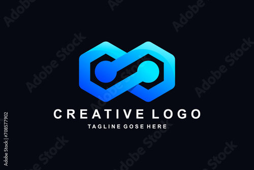 infinite logo with hexagon technology combination concept, corporate stylist logo design