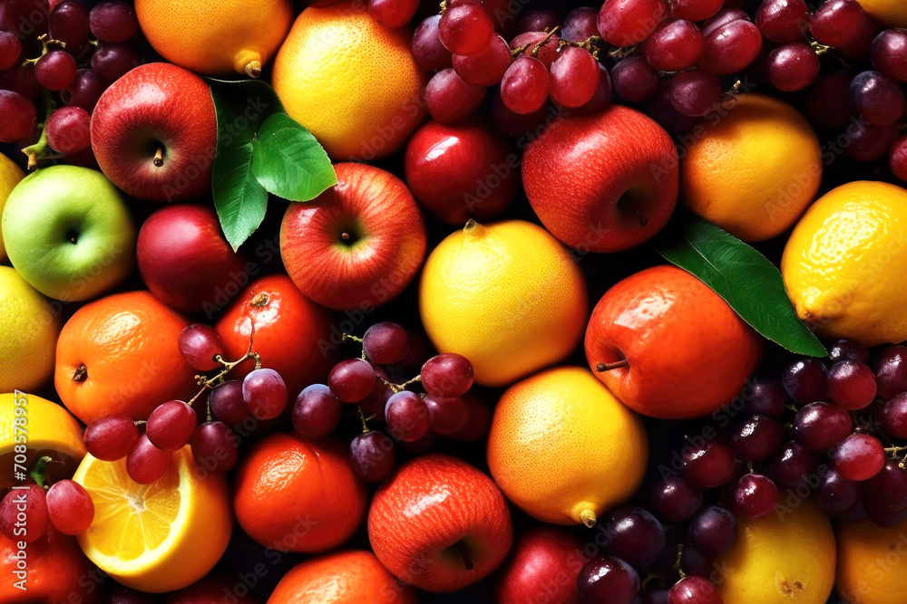 Colorful bright pattern of different fruits, citrus and berries. Colorful bright pattern of different fruits, citrus and berries.