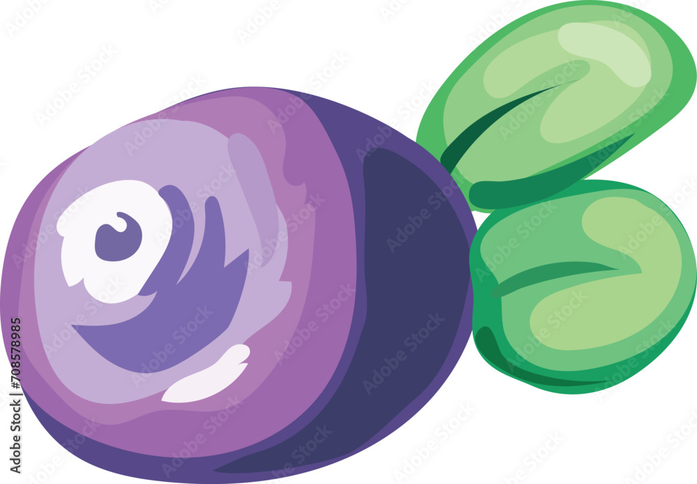 Blueberry watercolor illustration on transparent background.
