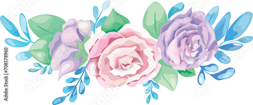 Flower watercolor illustration on transparent background.