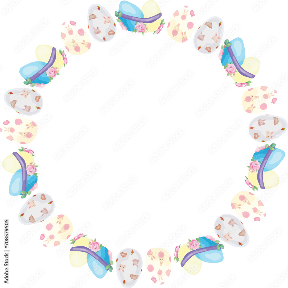 Easter wreath frame illustration on transparent background. Easter wreath frame illustration on transparent background.