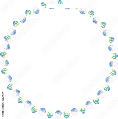 Easter wreath frame illustration on transparent background.