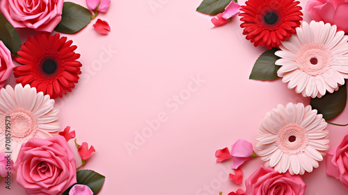 Pink rose flower composition background, decorative flower background pattern, floral border background