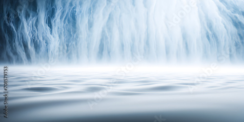 abstract background empty backdrop of scintillating. The white marble surface reflects sparkling white water and a blank background with flames and mist as the placement scene.