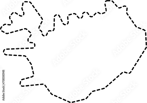 dash line drawing of iceland map.