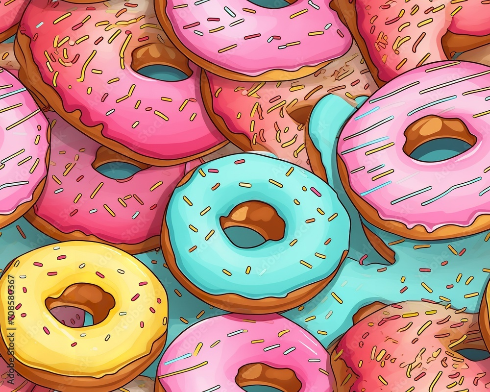 Seamless Pattern Containing All Kinds of Donut