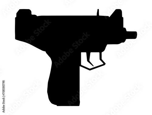 UZI Submachine Gun silhouette vector art white background