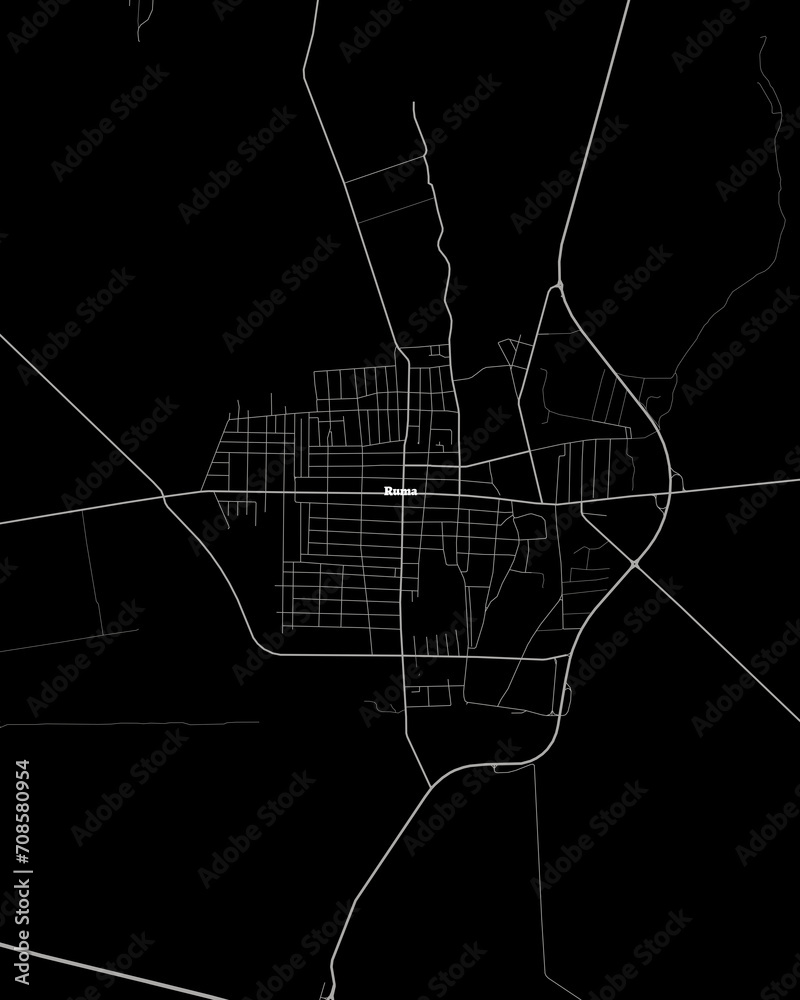 Ruma Serbia Map, Detailed Dark Map of Ruma Serbia