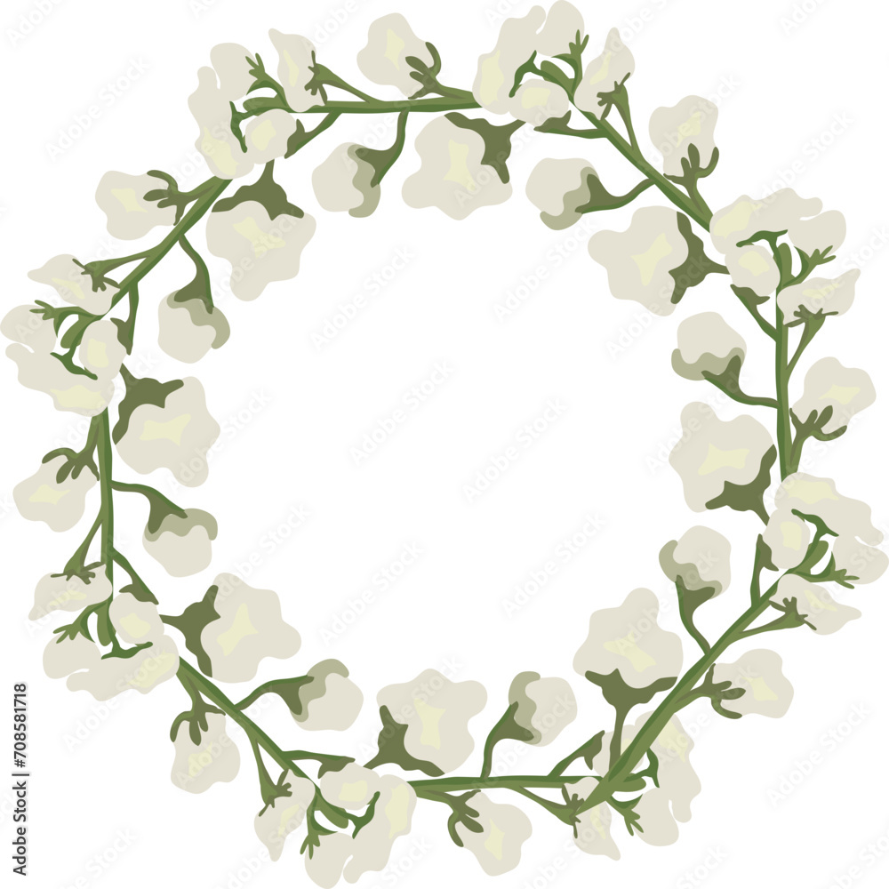 Beautiful flower wreath illustration on transparent background.
