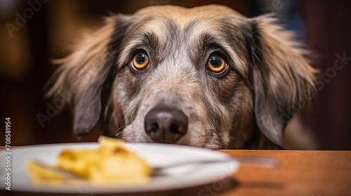 dog begging for food photo
